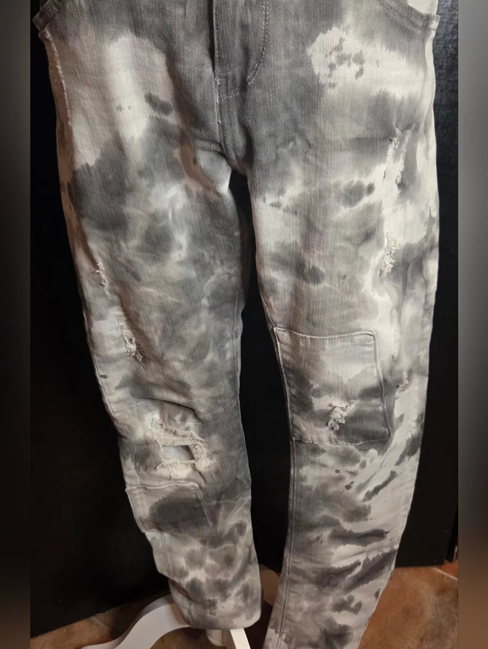 ✨️UPDATED✨️Sexy Woman Italy SW1207 Grey Tie Dye Distressed Boyfriend Jeans -